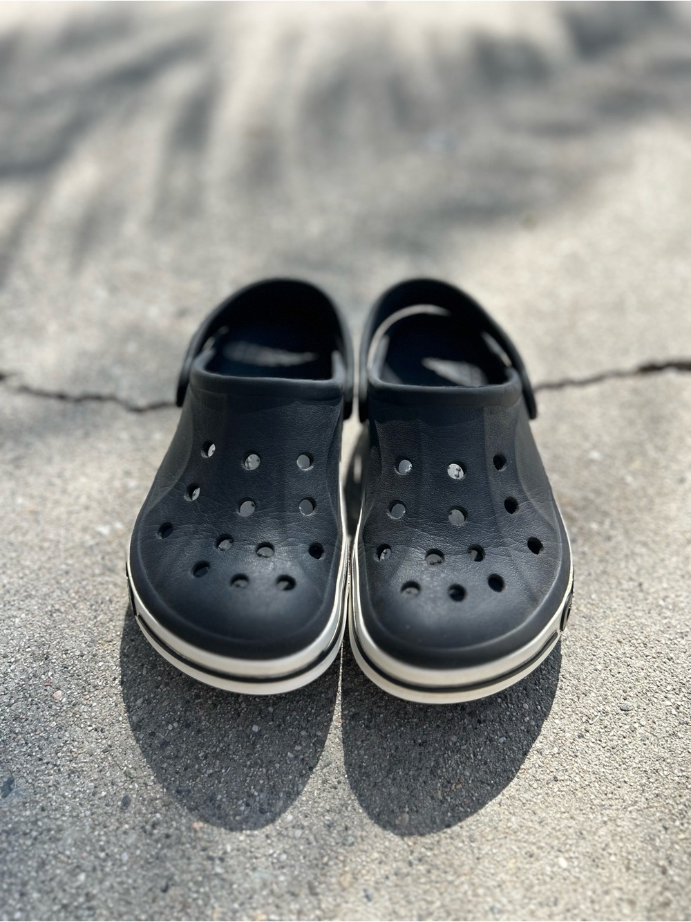 CROCS Kids Black Slip-On Clog with White Stripe size 12C